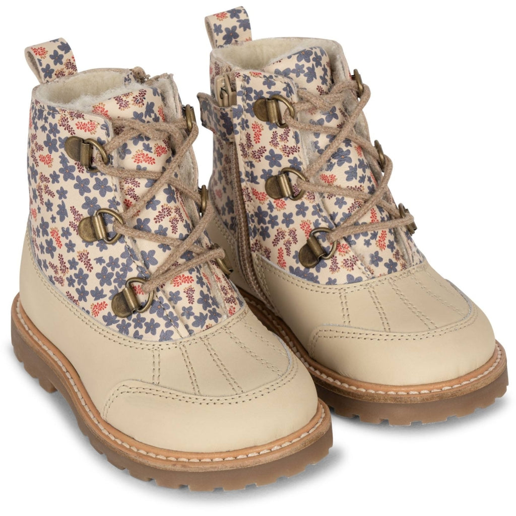 Παιδικές φλοραλ μπότες με γουνάκι Champ Blue 21-35 Konges Slojd