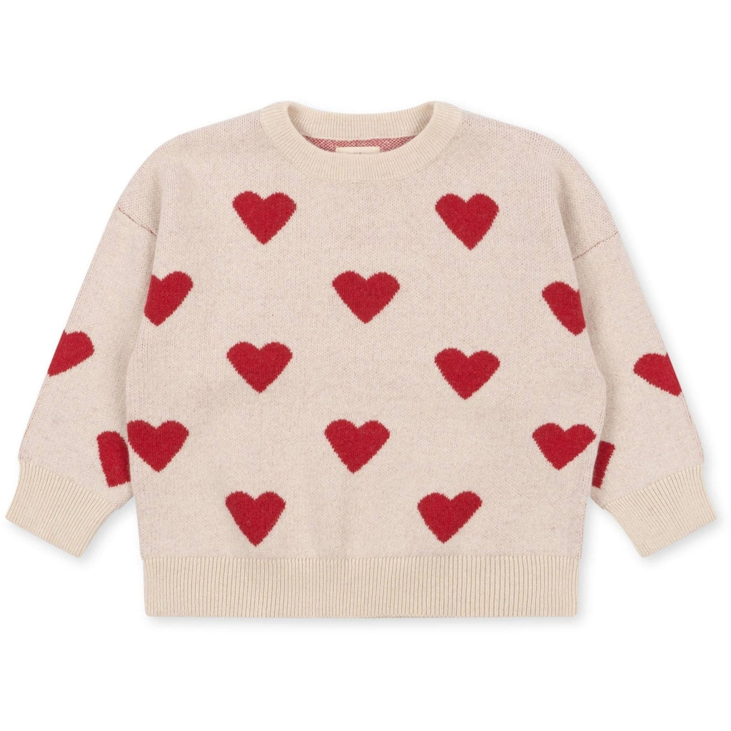 Children's Buttercream Heart Jacquard Knitted Sweater - 6M-10Y Konges Slojd