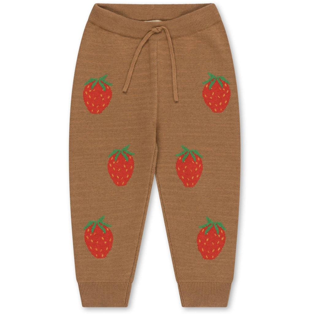 Strawberry Brown Konges Slojd children's wool jogger pants from 6M-10Y