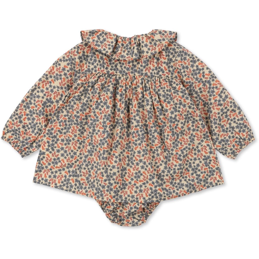 Φορμάκι μωρού με βολάν γιακά και φλοράλ από 100% βαμβάκι Camellia Champ Bleu 6Μ Konges Slojd