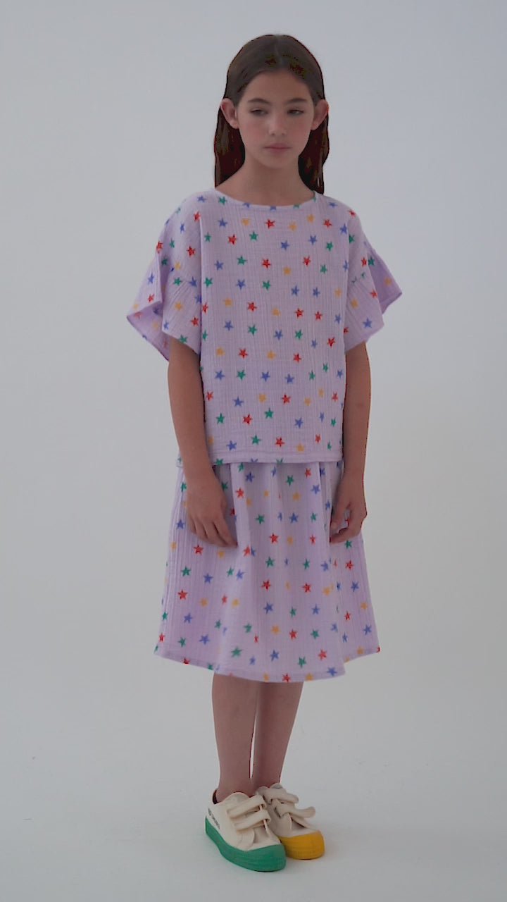 Παιδική βαμβακερή midi φούστα με αστεράκια από 100% οργανικό βαμβάκι - 2 έως 3 χρονών - Bobo Choses