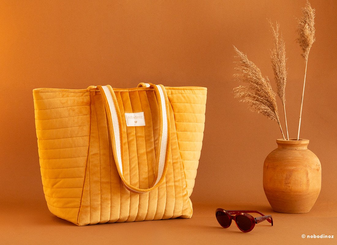 Savanna velvet bag-Farniente Yellow Velvet 50x34x18cm Nobodinoz