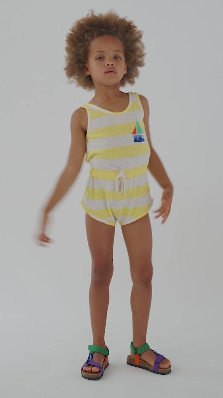 Kid's organic cotton stripes playsuit-Bobo Choses-2-10Y