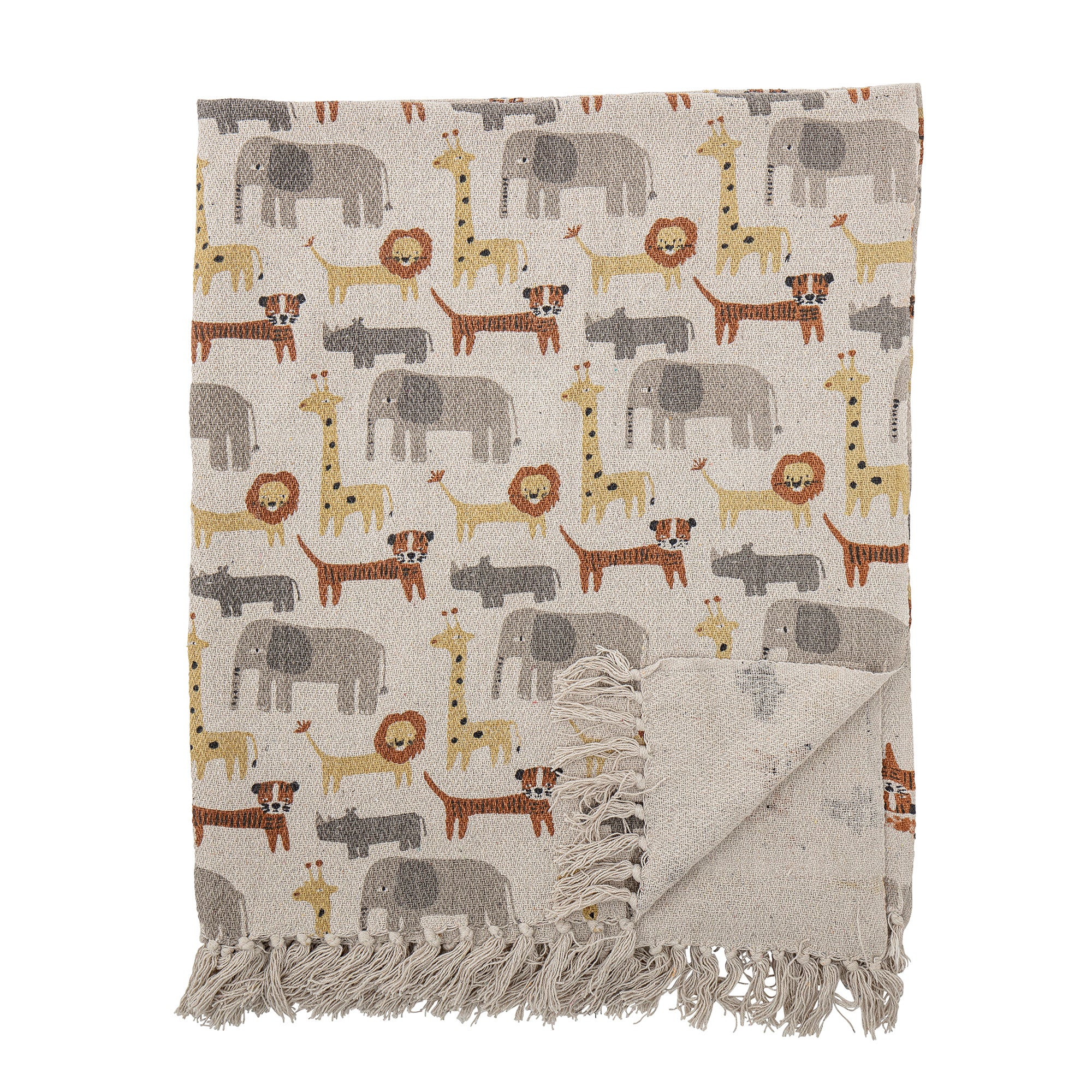 Bloomingville mini. Brett Throw, Nature, Recycled Cotton