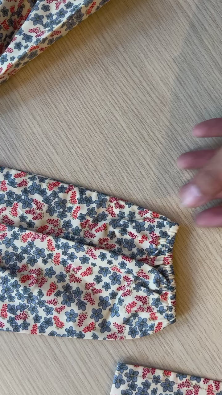 Φορμάκι μωρού με βολάν γιακά και φλοράλ από 100% βαμβάκι Camellia Champ Bleu 6Μ Konges Slojd