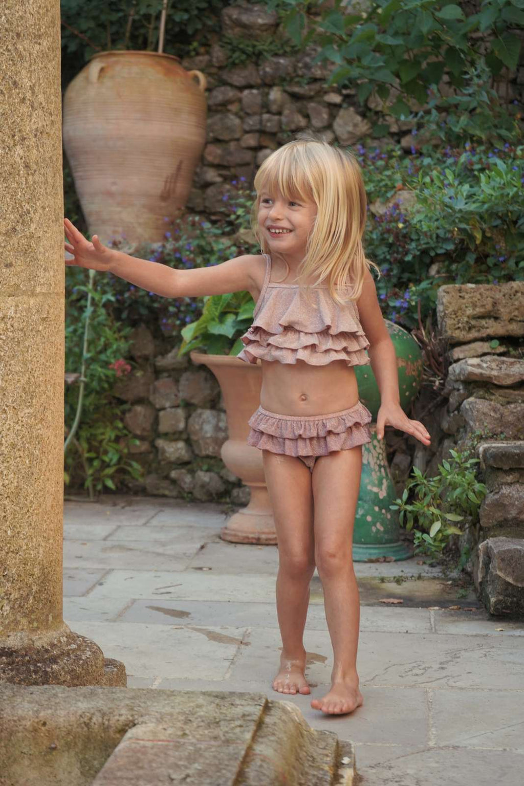 Children's metallic bikini swimsuit with ruffles-lurex Jade 9m-6y Konges Slojd