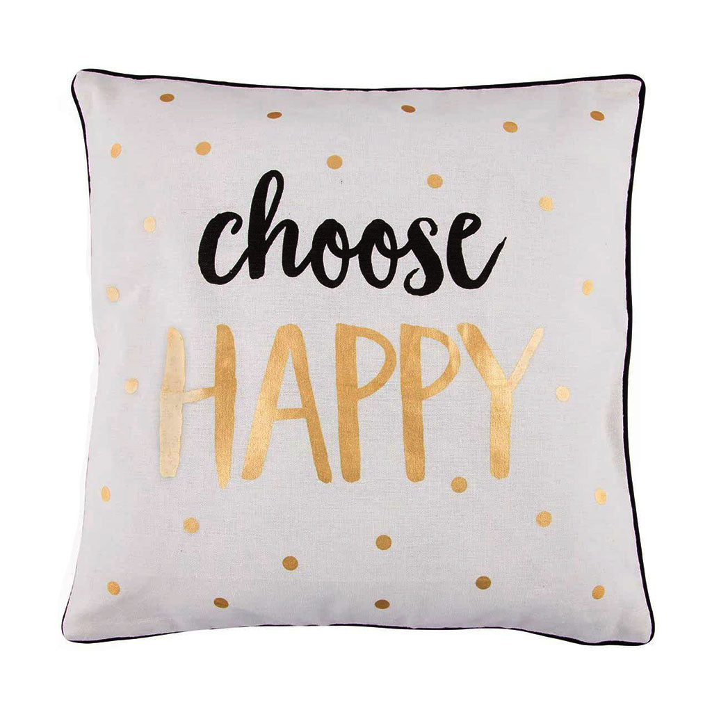 Choose Happy Cotton Pillow with zipper