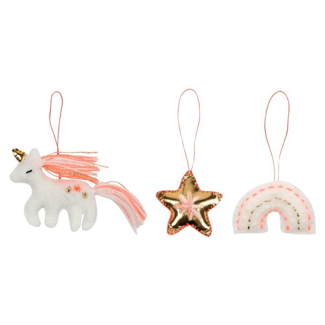 Σετ 3 felt χριστουγεννιάτικα στολίδια Magic - Meri Meri