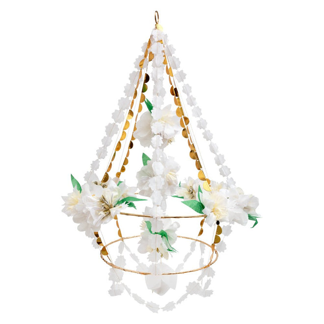 Decorative chandelier with white flowers - Meri Meri 48.5x71x48.5cm