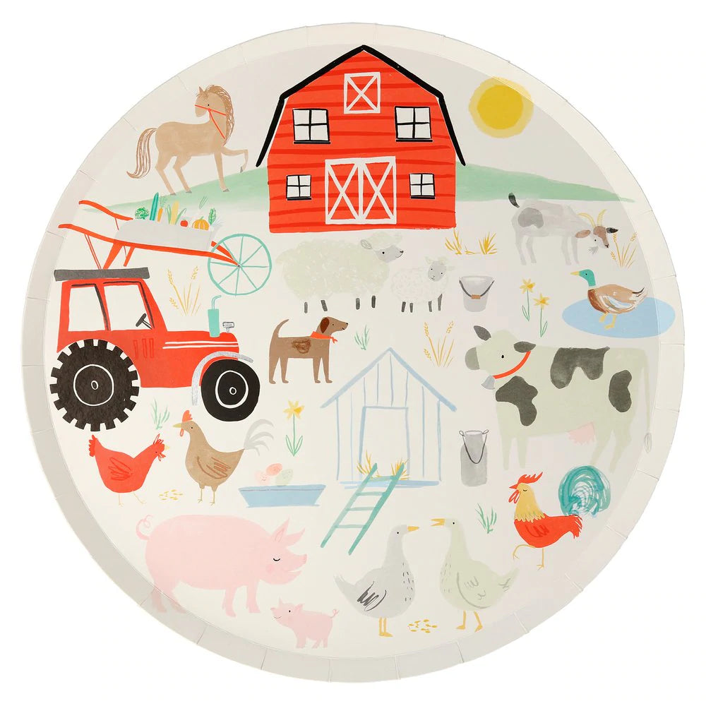 Paper dinner plates for parties On the Farm 8pcs - Meri Meri 26x26cm