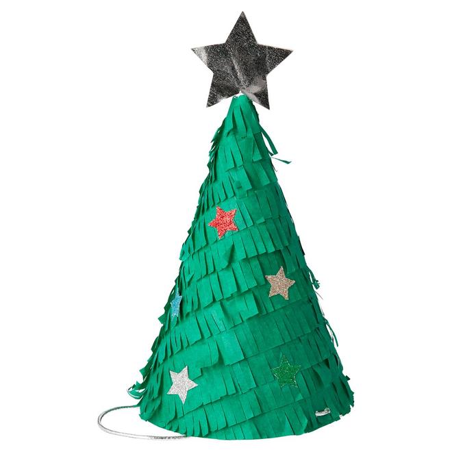 Meri Meri Fringed Christmas Tree Party Hats (x 6)