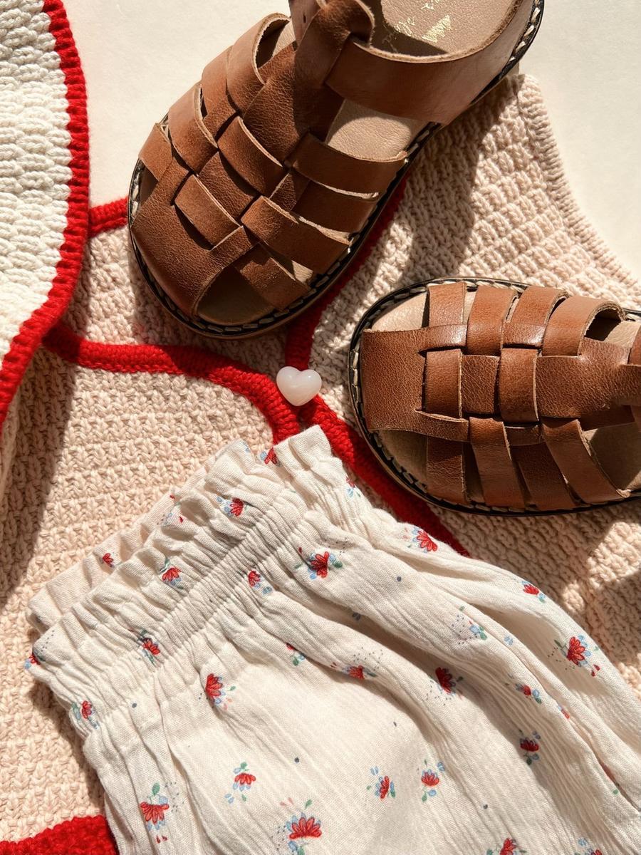 Kid's suede strap sandal Cognac no 24-30 Konges Slojd