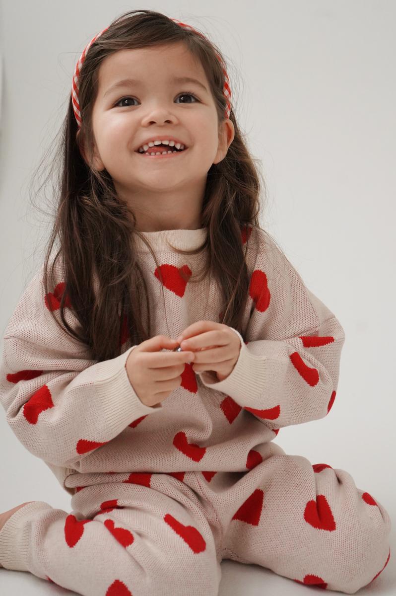 Buttercream Heart Konges Slojd children's wool jogger pants from 6M-10Y