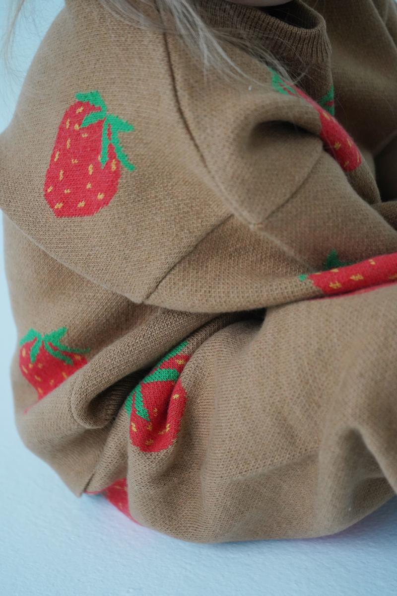 Children's Strawberry Brown Jacquard Knitted Sweater - 6M-10Y Konges Slojd