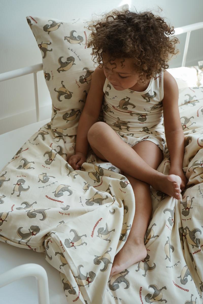 Παιδική Παπλωματοθήκη -Μαξιλαροθήκη για παιδική κούνια με Tote Bag 140x100cm 100% οργανικό βαμβάκι- Dansosaurus Konges Slojd