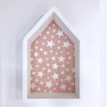 Wooden shelf for children's room house with pink stars 25 x 39cm-Vintage Lovers