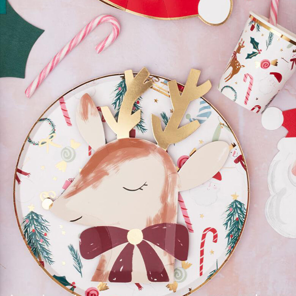 Meri Meri Reindeer With Bow Plates (x 8)