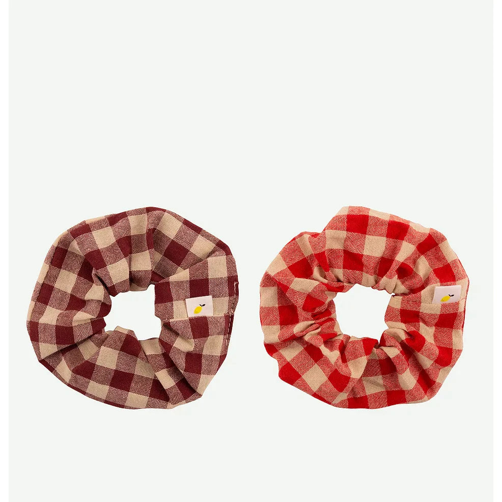 Sticky Lemon Scrunchies Σετ των 2 poppy + grape gingham