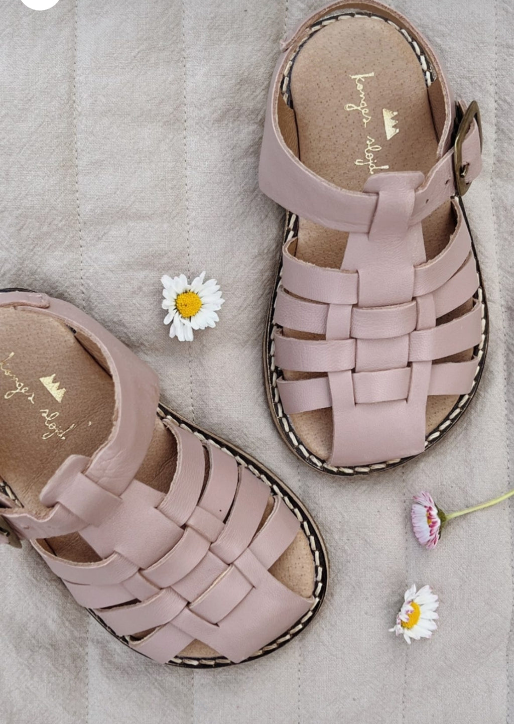 Kid's suede strap sandal Light rose no 22-30 Konges Slojd