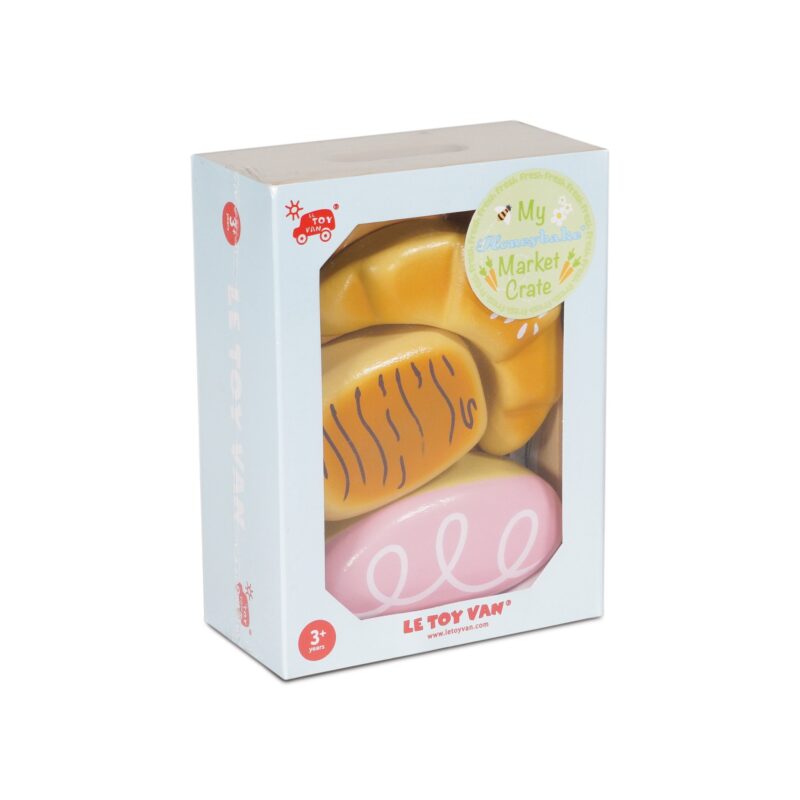 Ξύλινο παιδικό παιχνίδι καφάσι με ψωμί και κρουασάν 16x12x6cm  Le Toy Van LTV-TV187