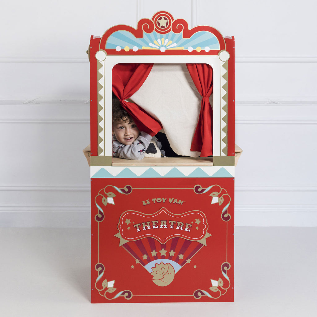 Ξύλινο παιδικό παιχνίδι κόκκινο Κουκλοθέατρο Showtime 70x 41 x122cm - Le Toy Van LTV-TV333