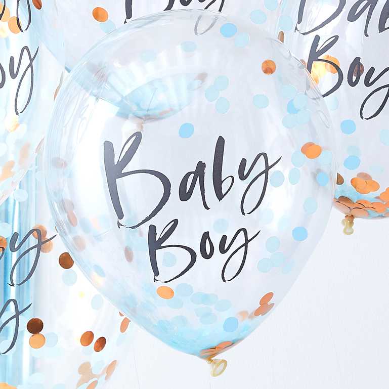 Blue Baby Boy Baby Shower Confetti Balloons (5pcs)