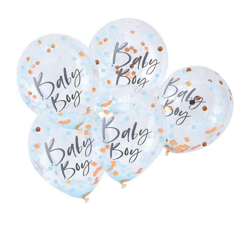Blue Baby Boy Baby Shower Confetti Balloons (5pcs)