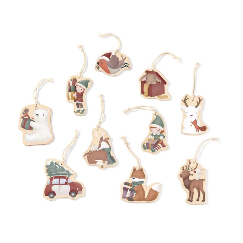 Set of 12 wooden Christmas ornaments 3+ years Little Dutch 