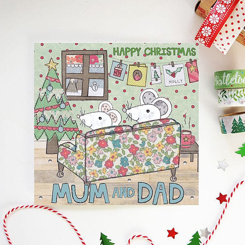 Christmas Card - Happy Christmas Mum and Dad 14,8 x14.8cm