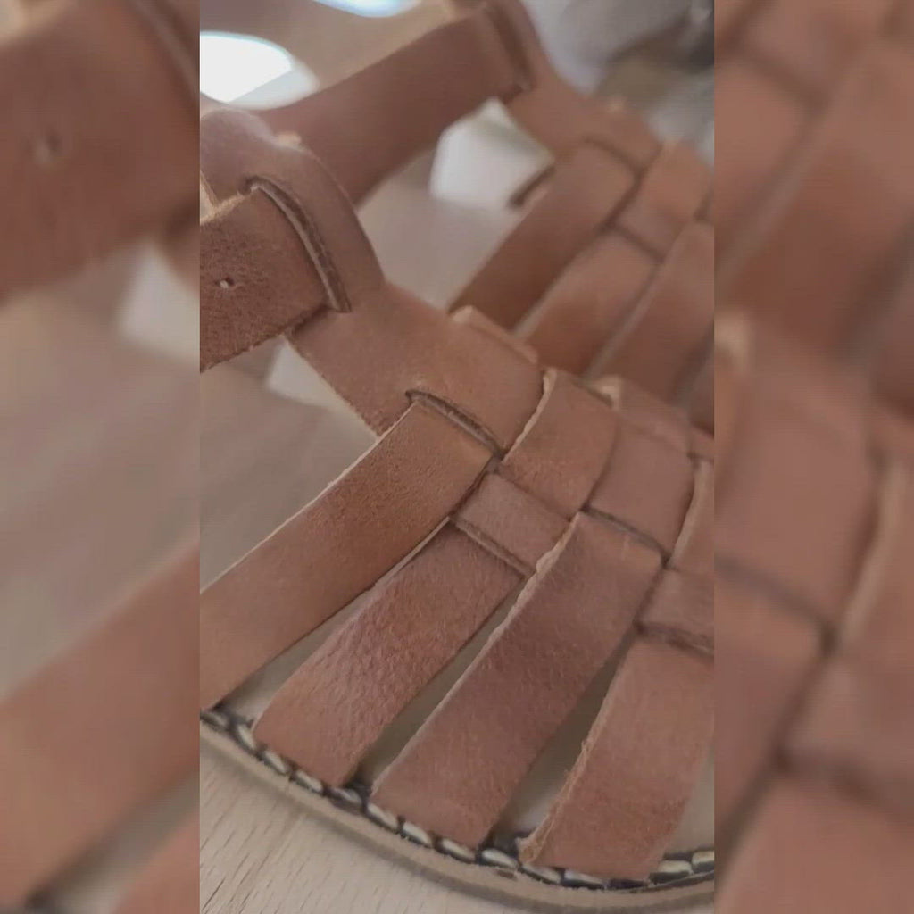 Kid's suede strap sandal Cognac no 24-30 Konges Slojd