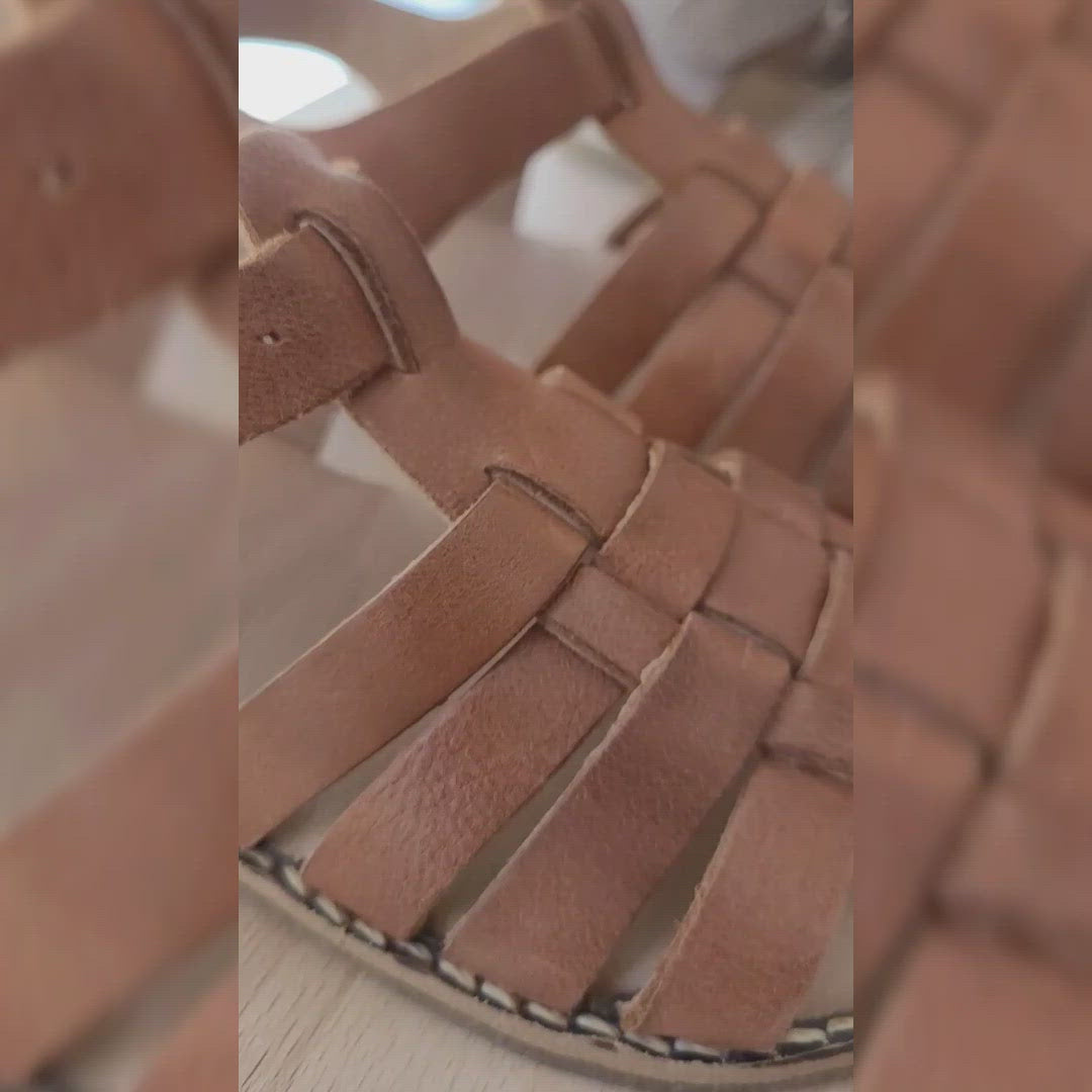 Kid's suede strap sandal Cognac no 24-30 Konges Slojd