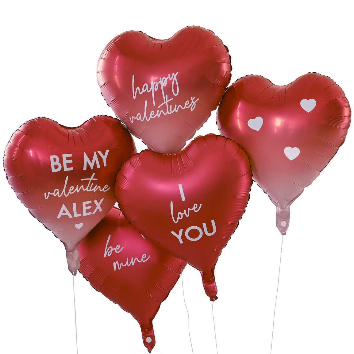 Customisable Heart Valentines Balloons with Stickers-5pcs