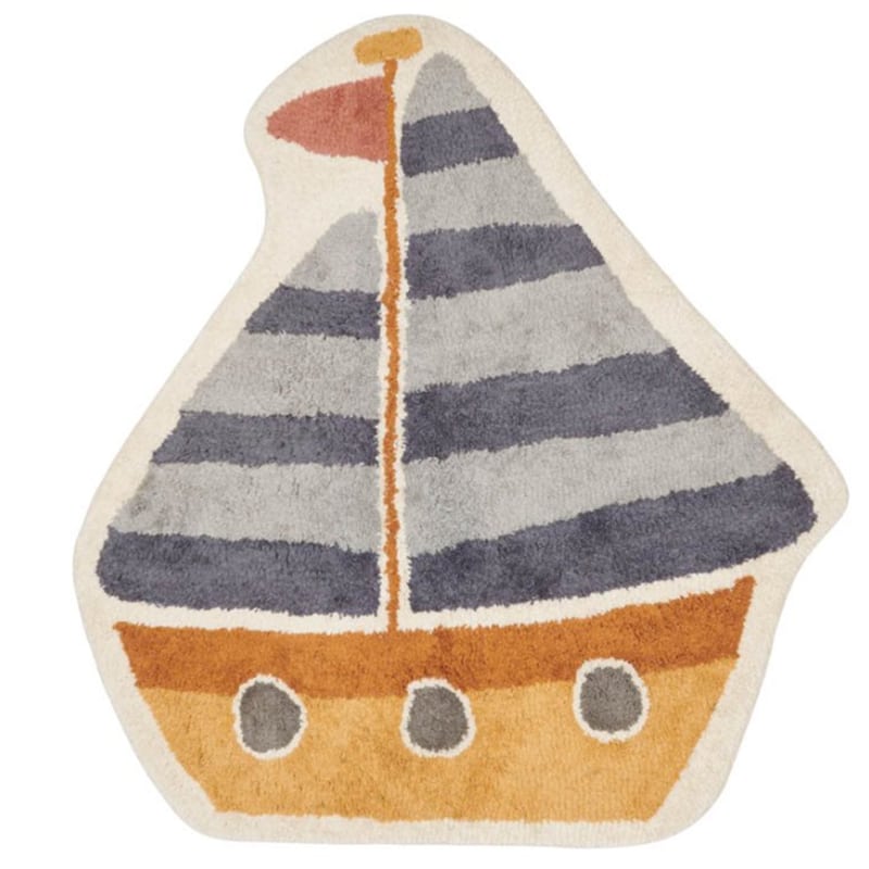 Χαλί παιδικού δωματίου σε σχήμα βάρκα μπλε 100% βαμβάκι 120X105cm Little Dutch LD-RU10311640