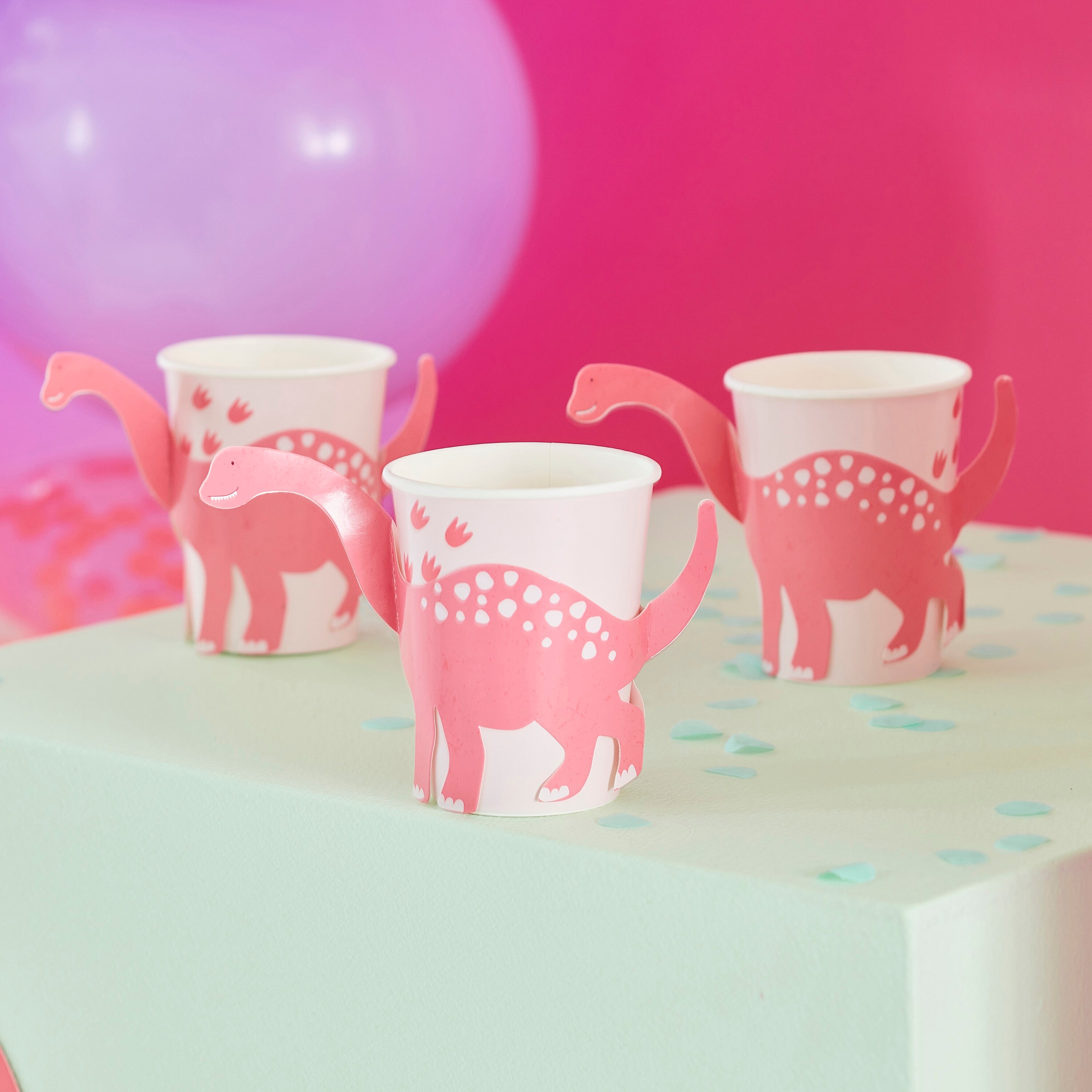 Gingerray. Pink Pop Out Dinosaur Paper Cup