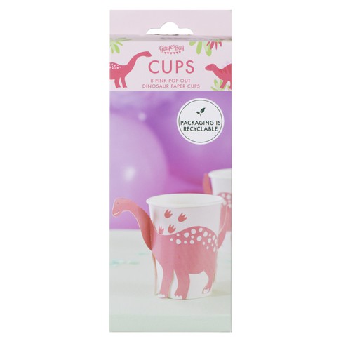 Gingerray. Pink Pop Out Dinosaur Paper Cup