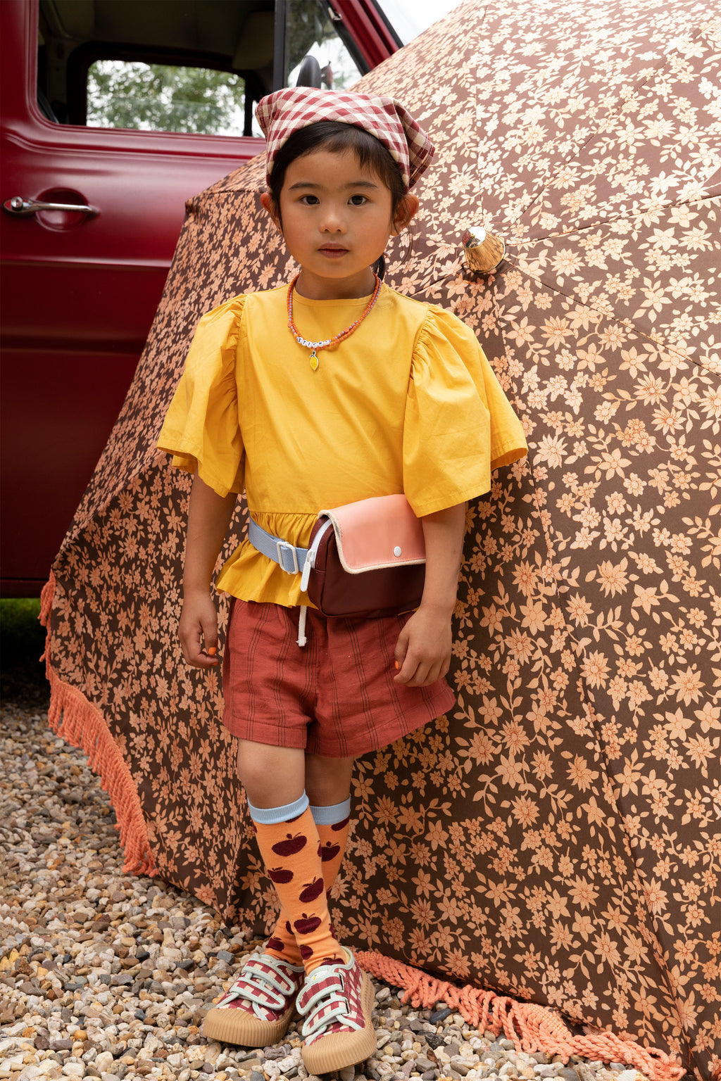 Παιδική μπαντάνα για τα μαλλιά -μαντήλι καρό Sticky Lemon gingham