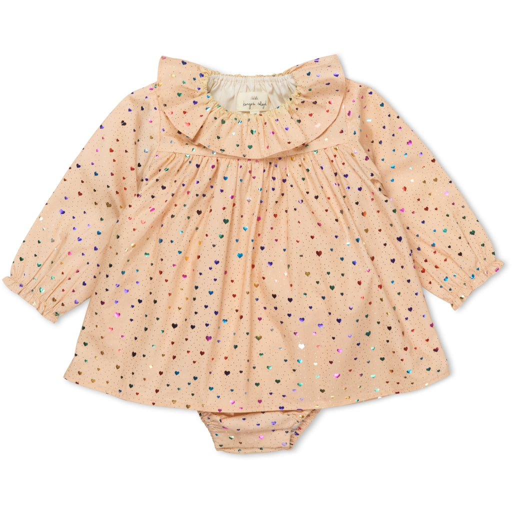 Παιδικό φορμάκι με βολάν γιακά και καρδούλες από 100% βαμβάκι Camellia Foil Heart 1M-3Y Konges Slojd