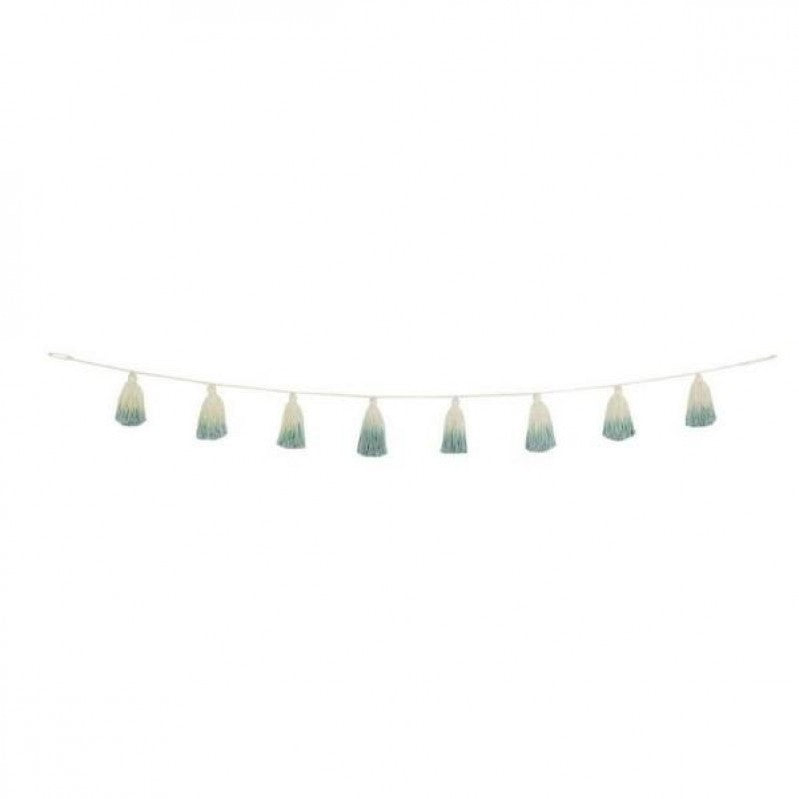 Lorena Canals tie dye garland pom poms light blue - 1,7m