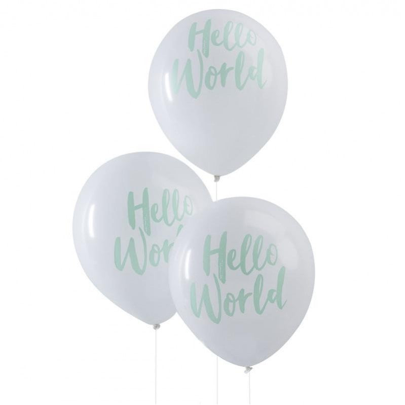 Baby shower balloons Hello World mint-10pcs- HW-813 Gingerray