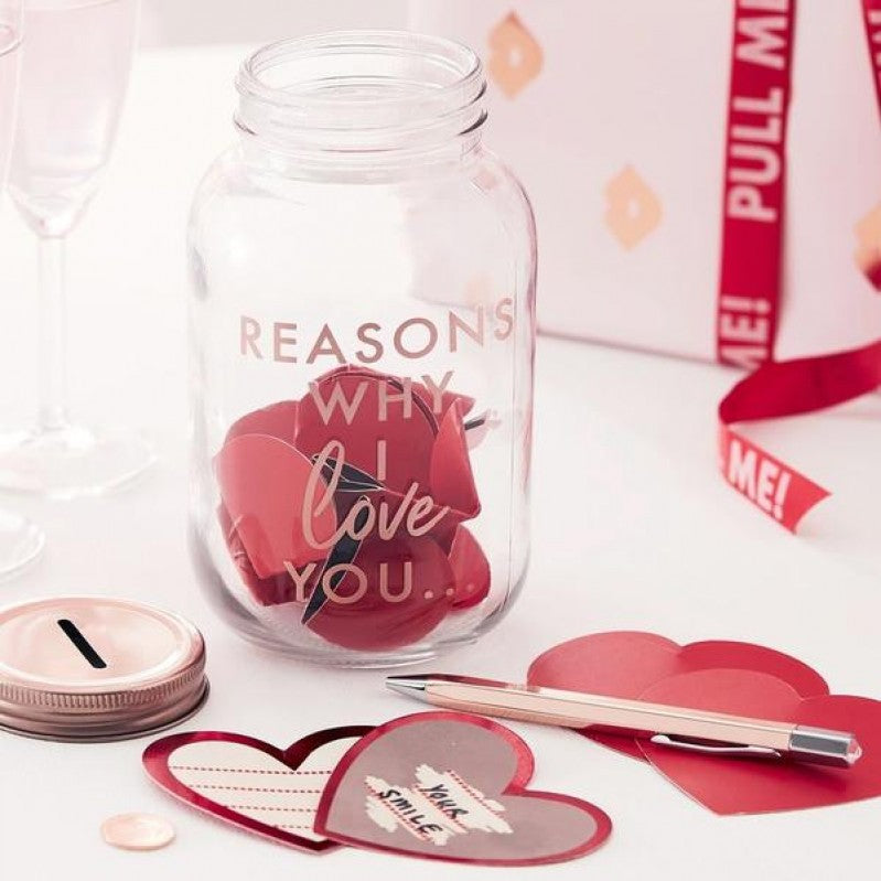 Γυάλινο βάζο με foil καρδιές Reasons Why I Love You  Valentine's Day 9x18cm Gingerray