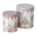 Set of 2 Nutcracker metal storage containers H13-16cm D11-13.50cm