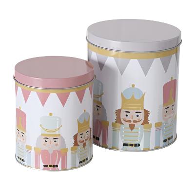 Set of 2 Nutcracker metal storage containers H13-16cm D11-13.50cm