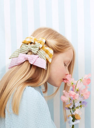 Kid's gingham hair bows-Set of 6-Meri Meri