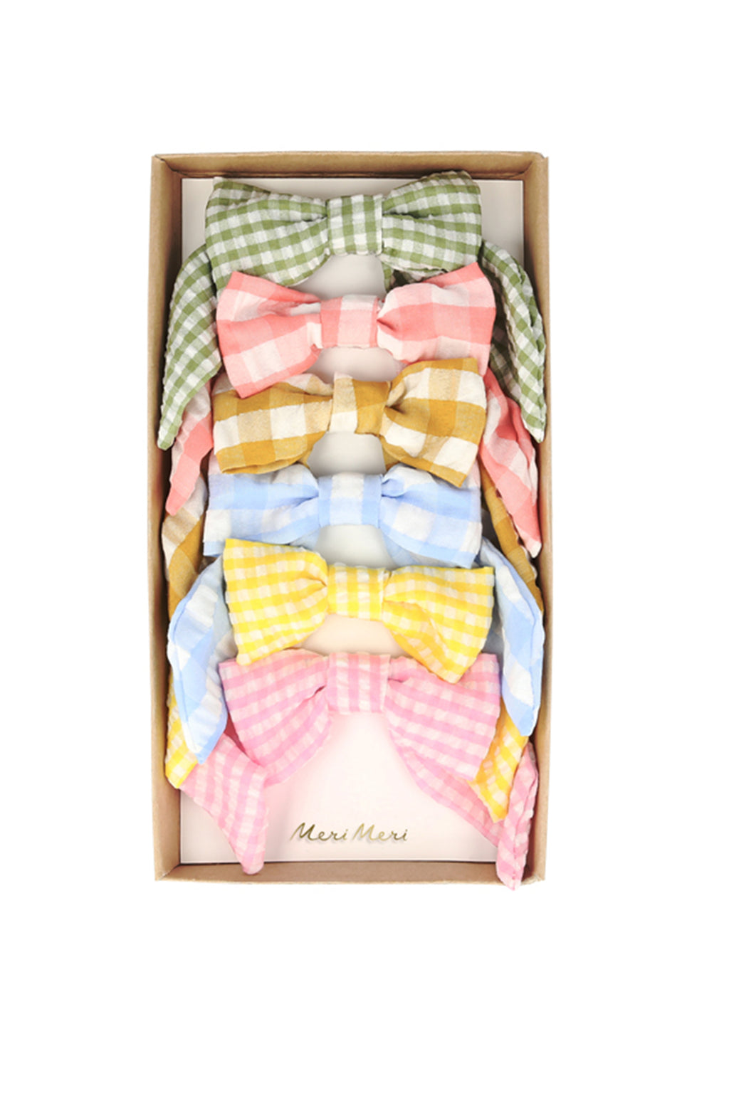 Kid's gingham hair bows-Set of 6-Meri Meri