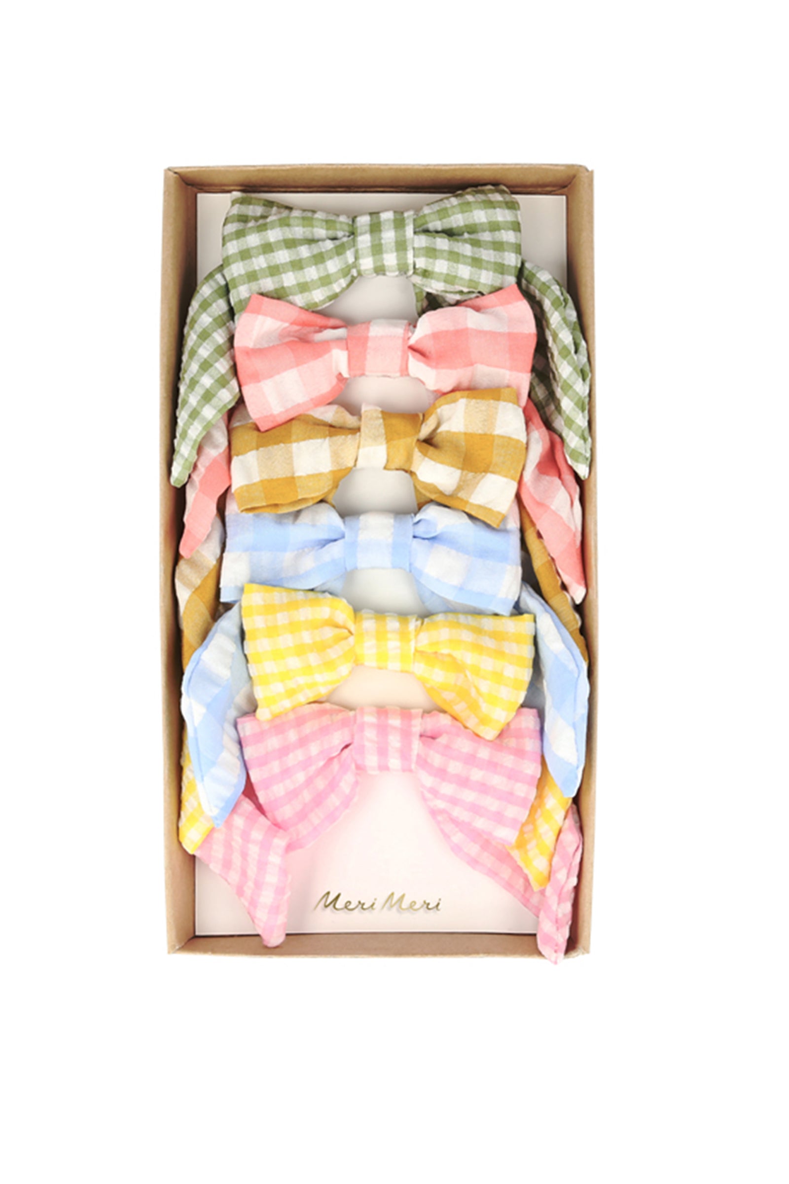 Kid's gingham hair bows-Set of 6-Meri Meri