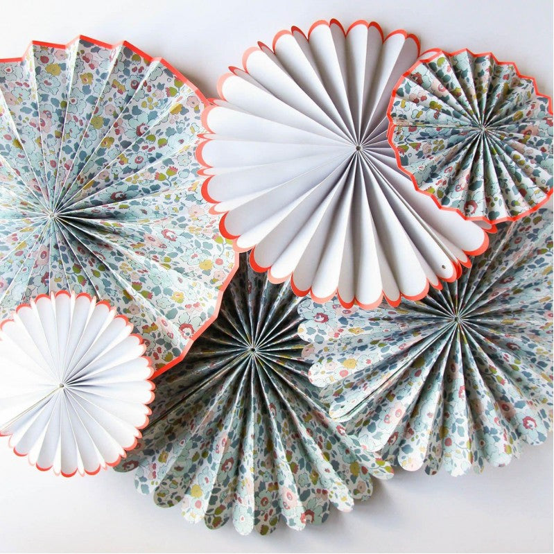 Χάρτινες διακοσμητικές βεντάλιες με φλοράλ σχέδιο Liberty - Meri Meri 6τμχ