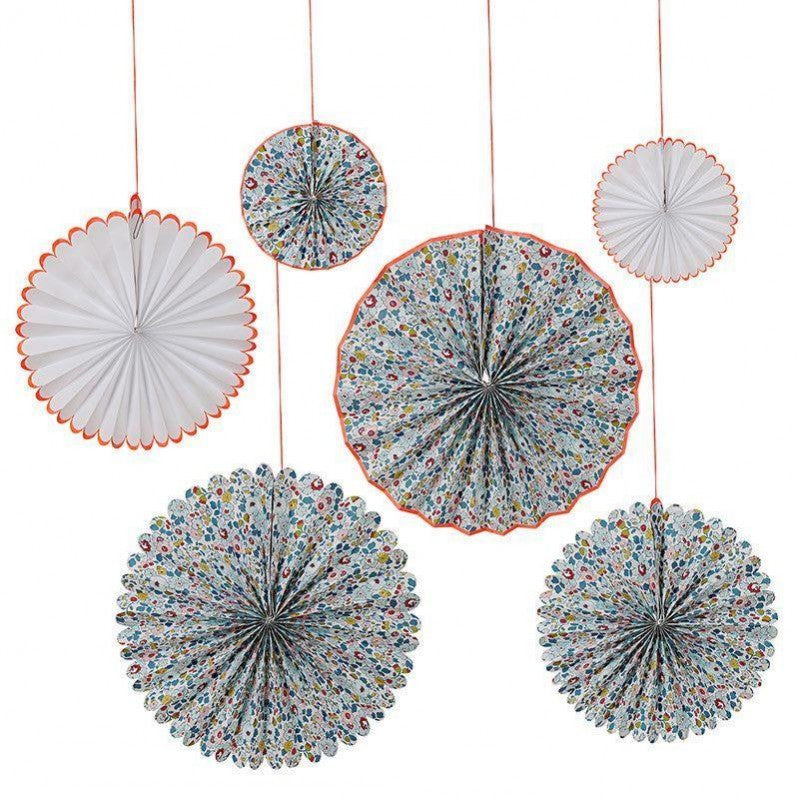 Χάρτινες διακοσμητικές βεντάλιες με φλοράλ σχέδιο Liberty - Meri Meri 6τμχ