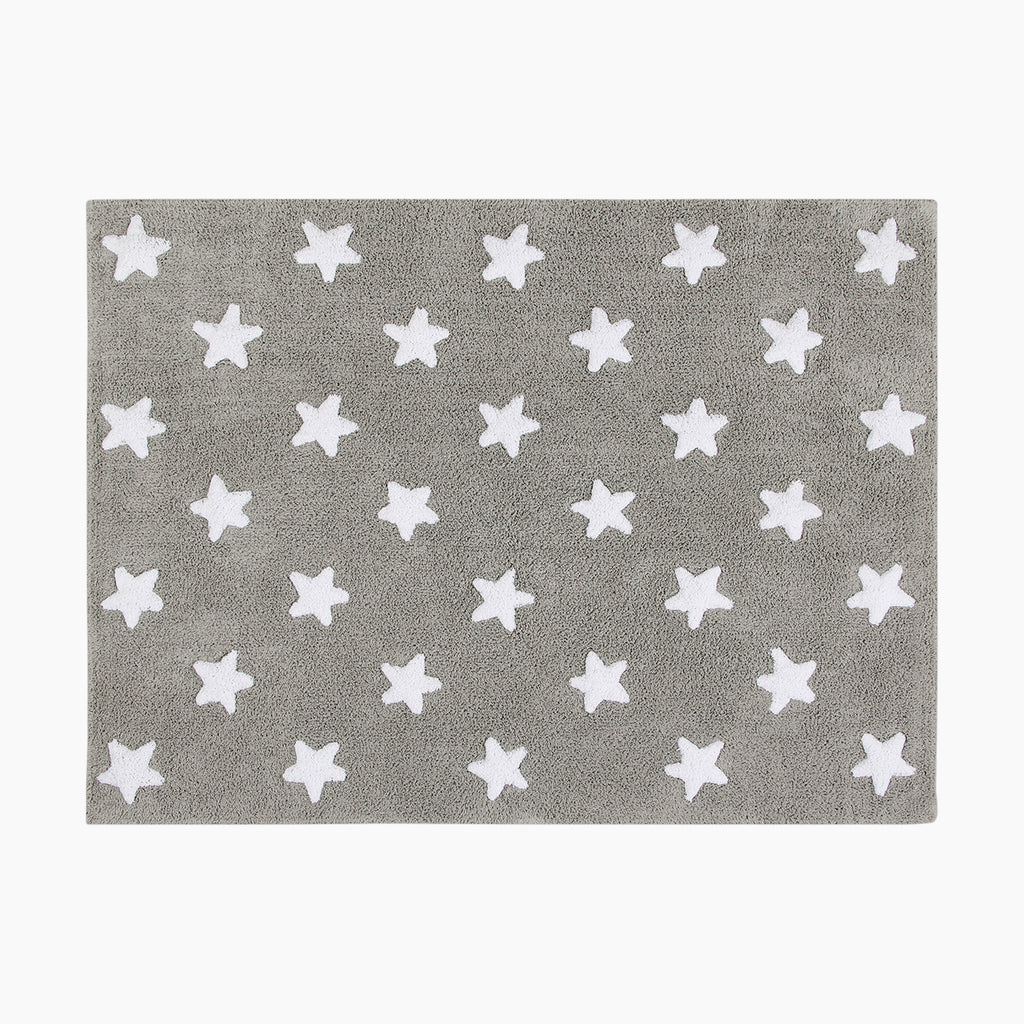 Lorena Canals. Room rug gray stars white 120 x 160cm
