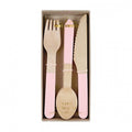 Set of 24 wooden cutlery for parties pink - Meri Meri 17cm