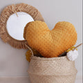 Pillow Heart Ochre velour polka dots